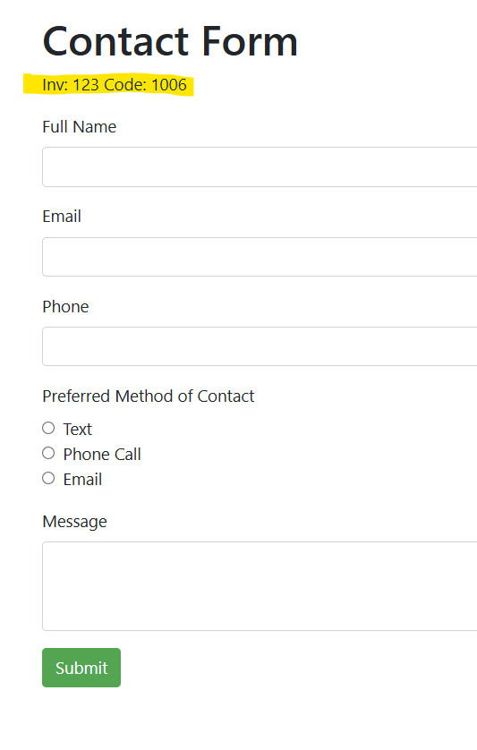 A screenshot of a contact form AI-generated content may be
incorrect.