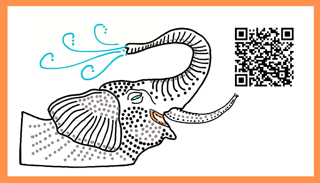 A drawing of an elephant with a qr code Description automatically
generated